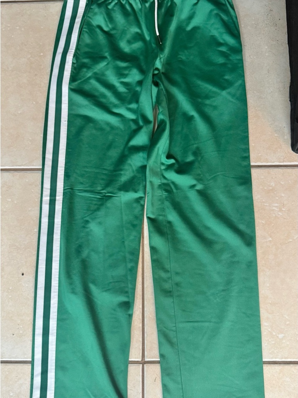 Old Navy Green Men's Track Pants with White Side Stripes